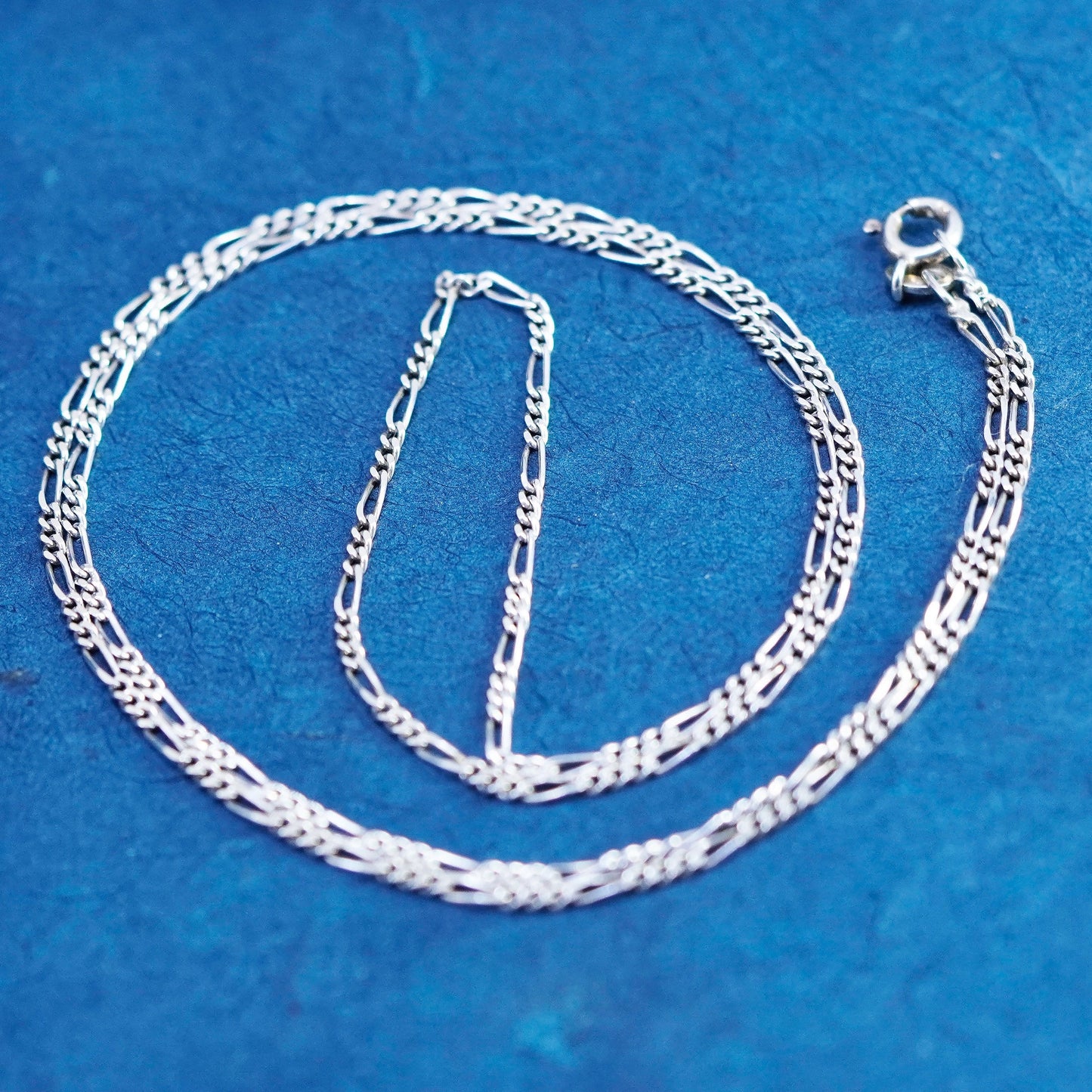18”, 1.6mm, vintage Sterling silver handmade necklace, 925 Figaro chain