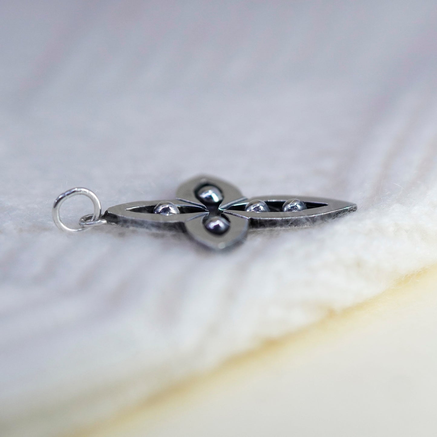 Vintage handmade Sterling silver pendant, 925 beaded cross
