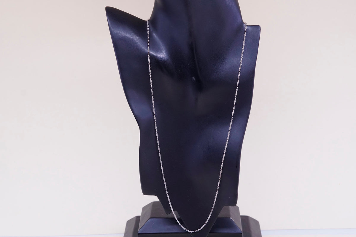 24”, 2mm, vintage Sterling silver necklace, 925 Singapore rope chain