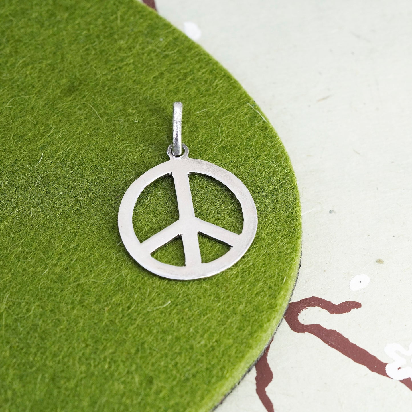 Vintage Sterling silver handmade pendant, 925 peace symbol, CND symbol