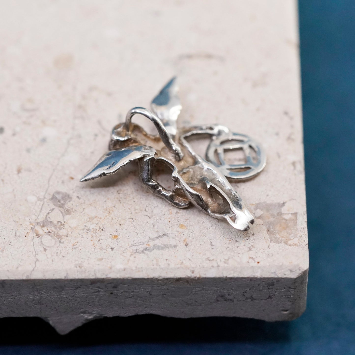 Vintage sterling silver handmade pendant, 925 angel, Jupiter charm