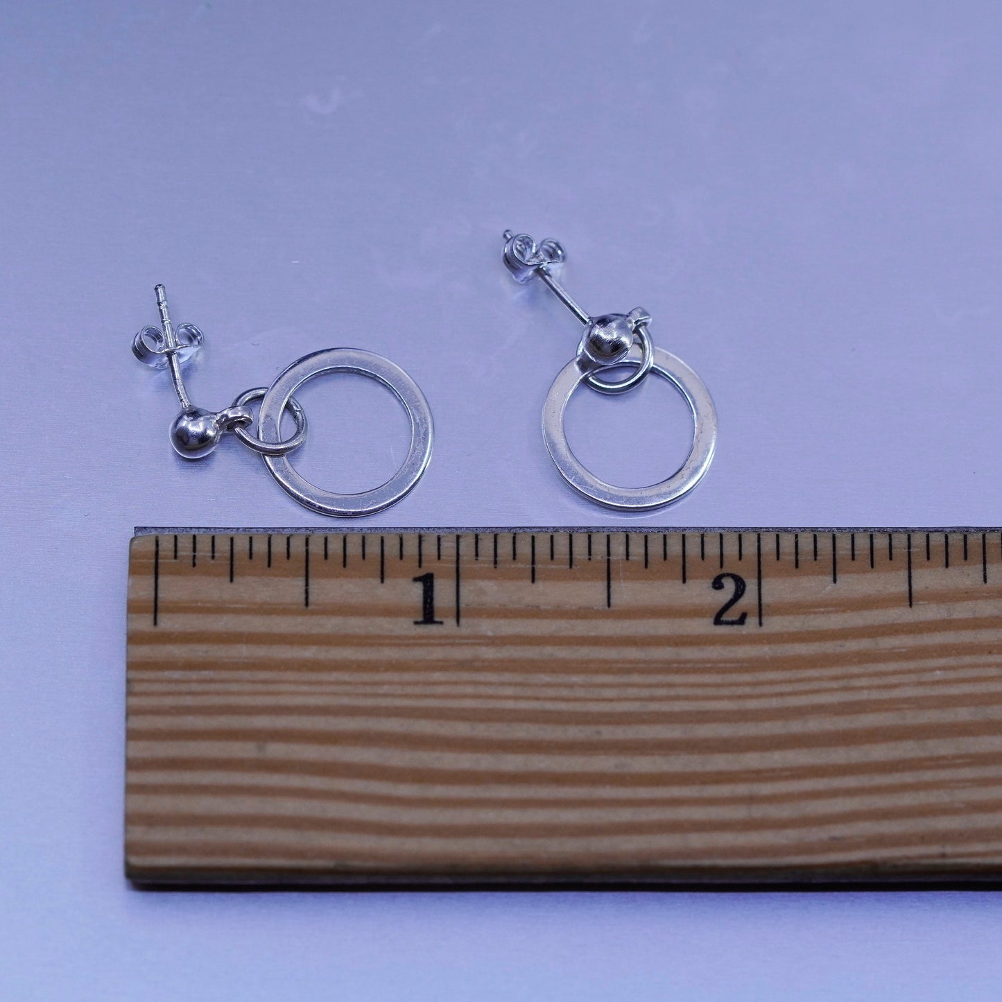 Vintage Sterling 925 silver handmade entwined circle earrings