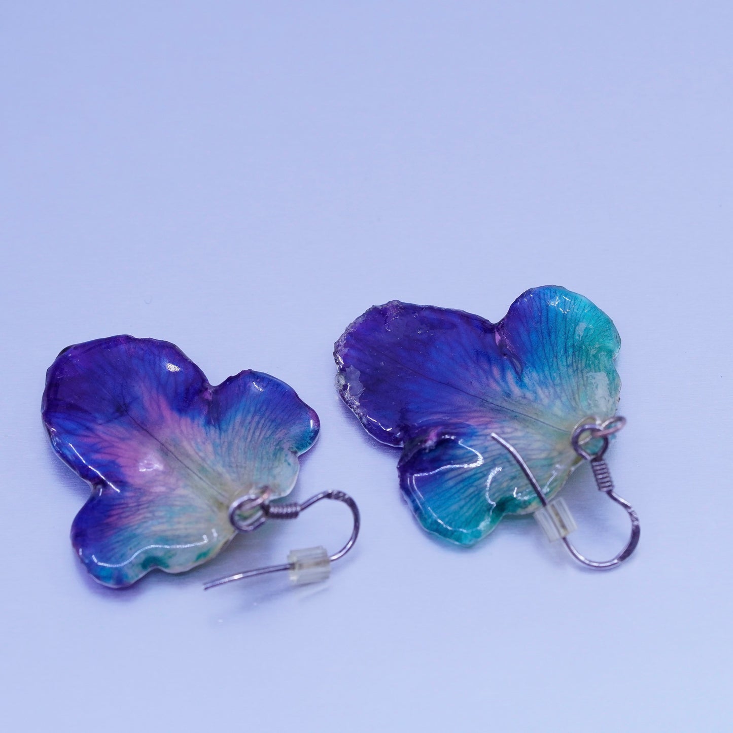 Vintage Sterling 925 silver handmade resin leaf earrings