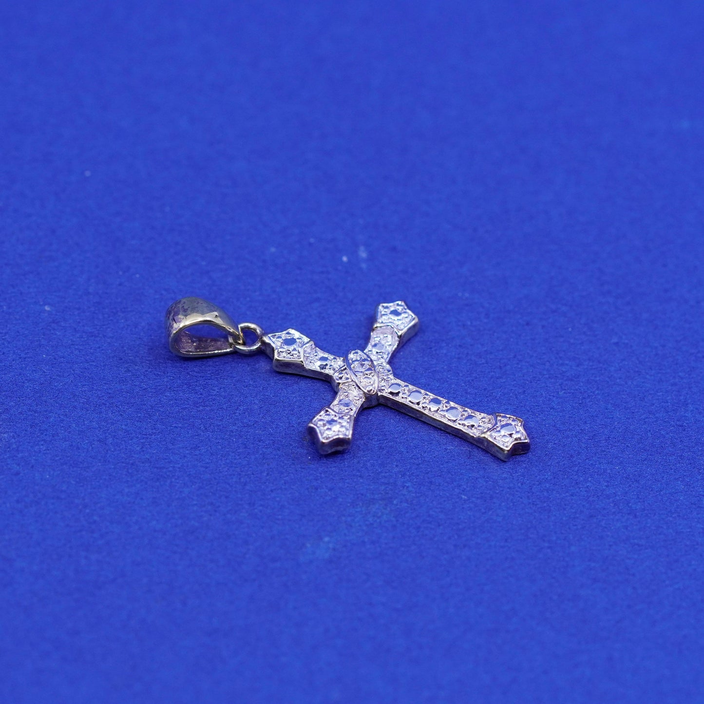 Vintage vermeil gold filled Sterling 925 silver cross with diamond