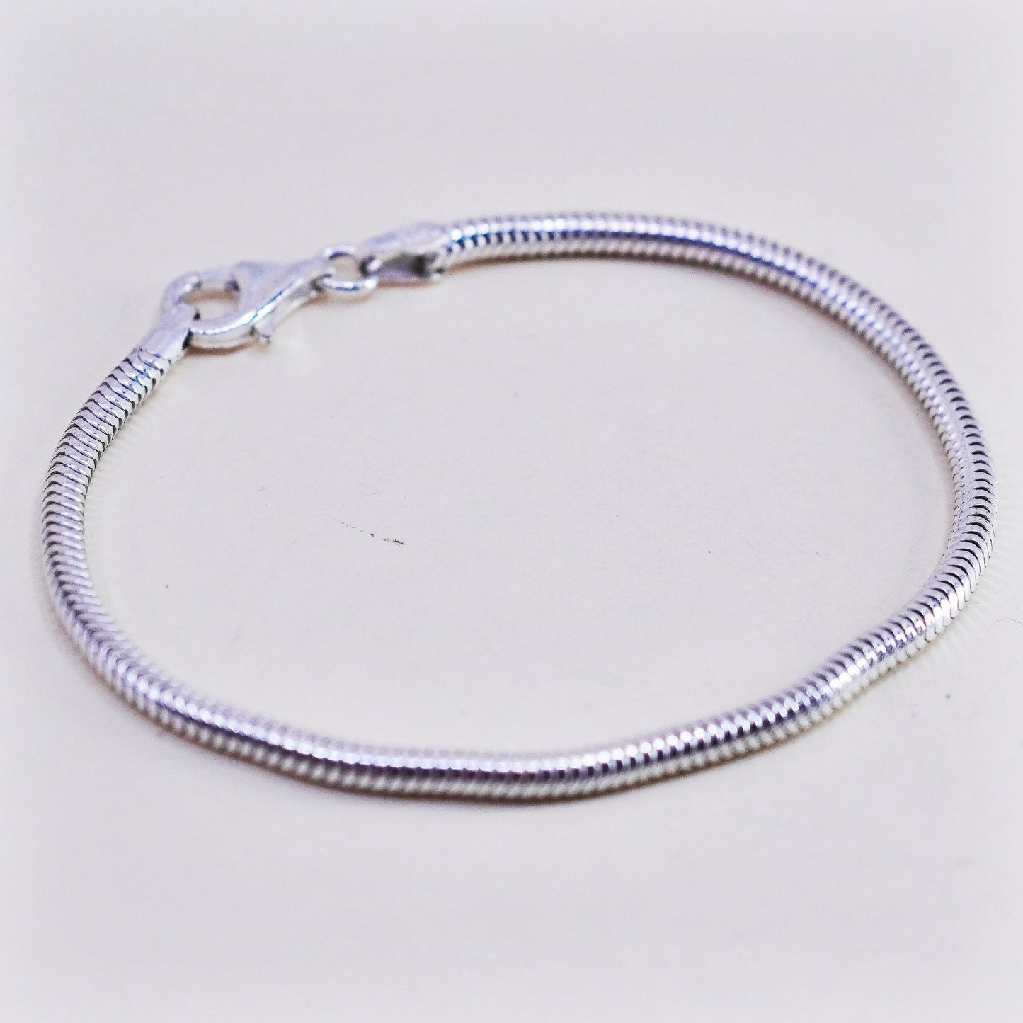 7.25”, 3mm, vintage Italy Sterling 925 silver bracelet, bold snake chain