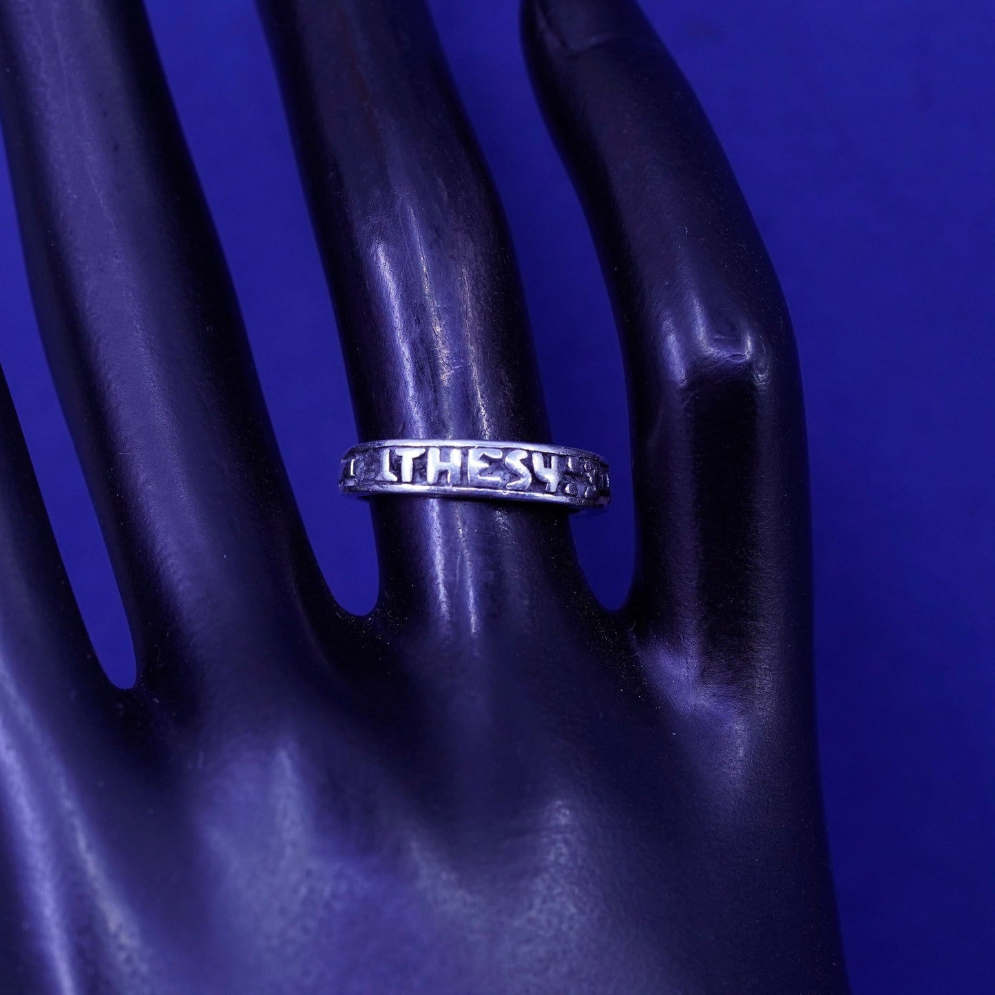 Size 6, vintage Sterling silver handmade ring, religious ITHES.4:3 4 925 band