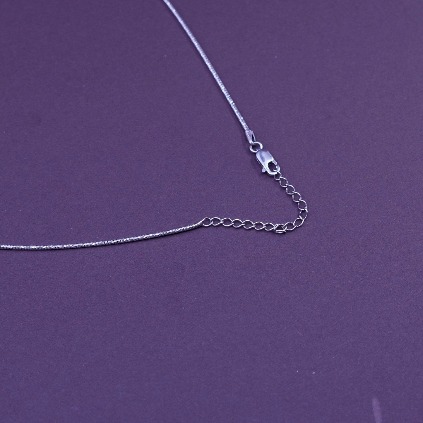 16”+1”, 1mm, vintage sterling silver snake textured chain, 925 necklace