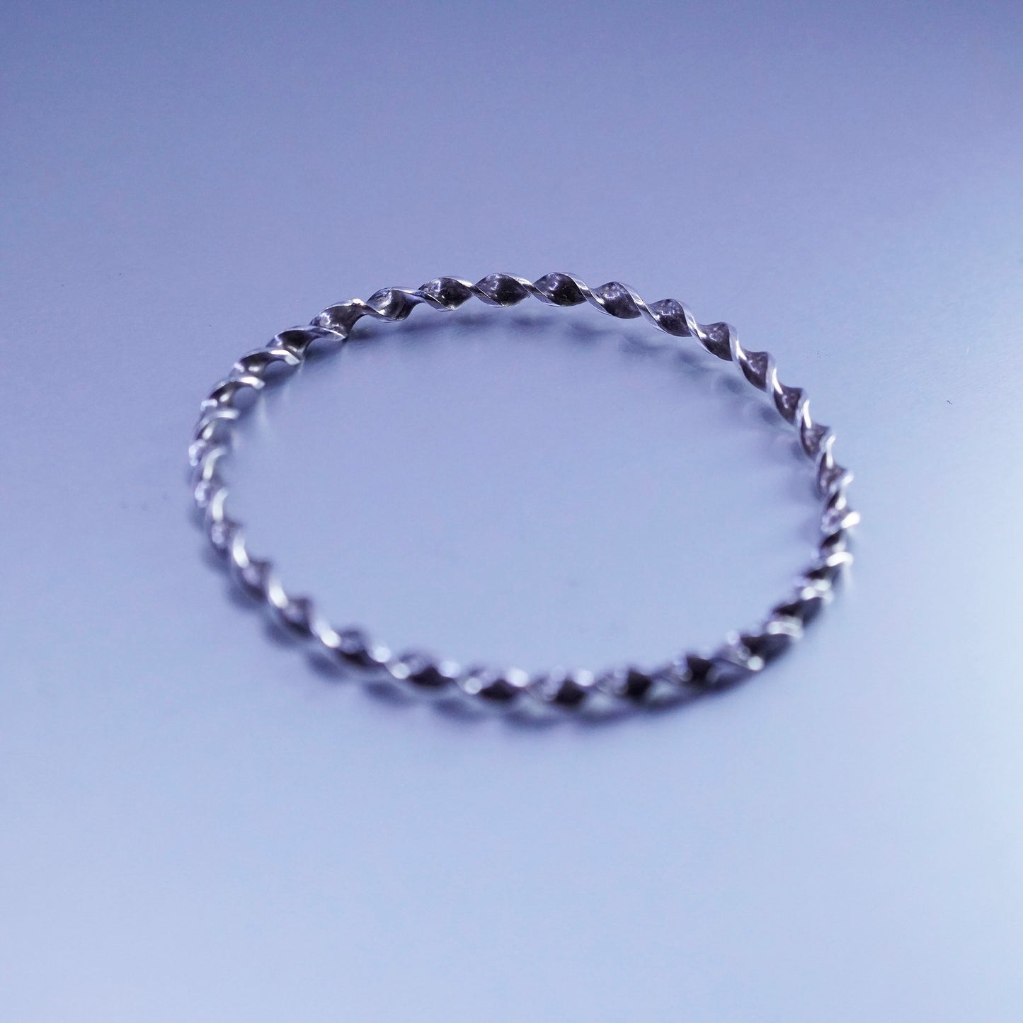 7.75”, Vintage Sterling 925 silver handmade bracelet, twisted bangle