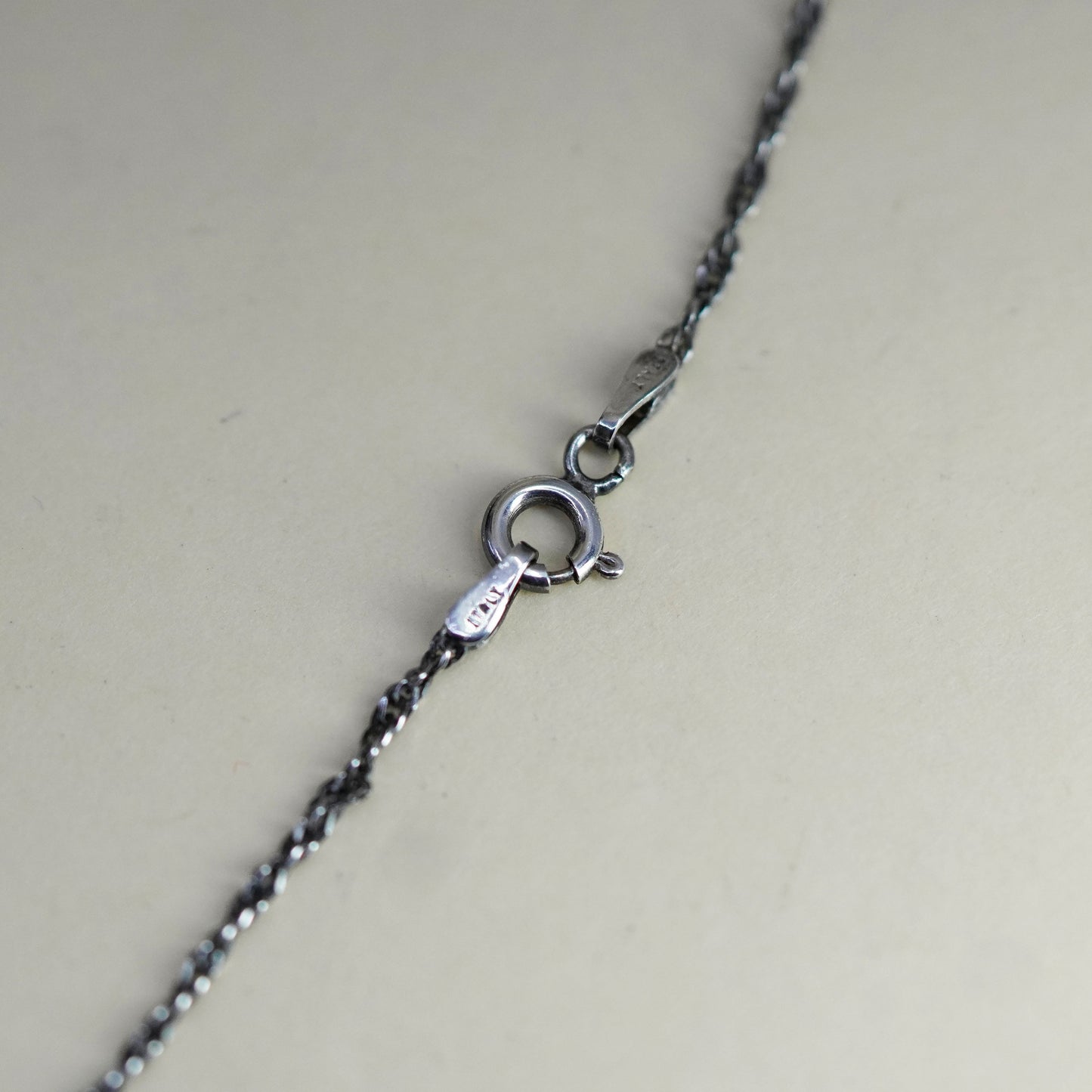 30”, 1.6mm, Vintage sterling silver Italy 925 oxidized rope chain, necklace