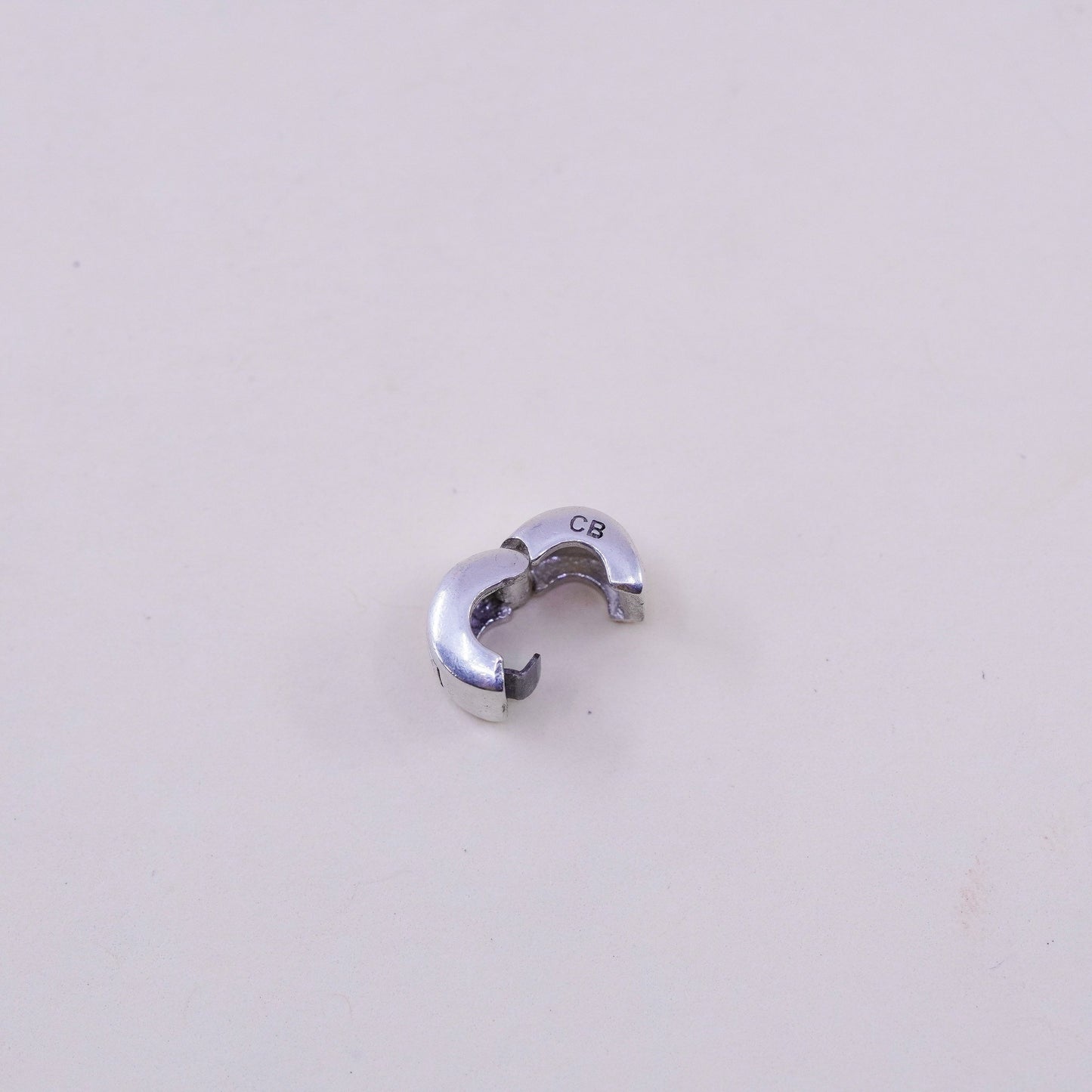 Vintage sterling silver handmade pendant, 925 bead charm initial “BC”