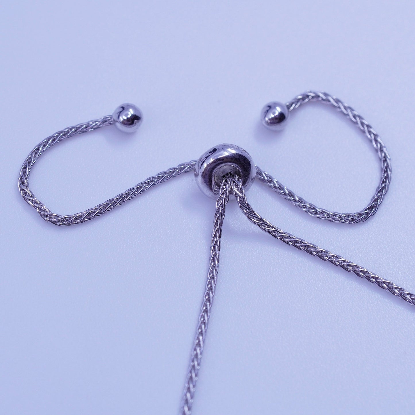 Size adjustable. Jewelry Sterling 925 silver bracelet, box chain with crystal