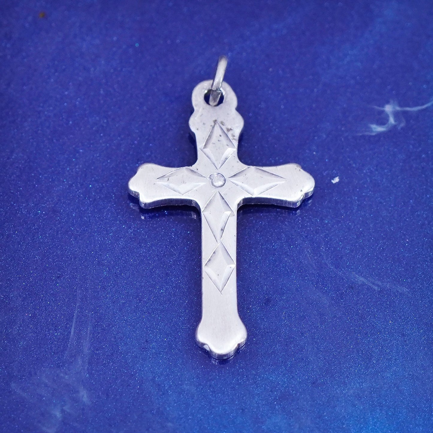 Vintage Sterling silver Handmade charm, 925 cross pendant