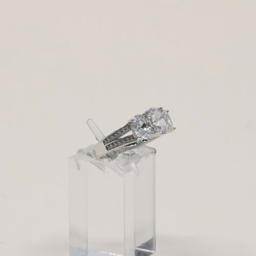 Sz 7.25, Vtg Sterling Silver Ring, 925 Silver Engagement Ring W/ Crystal