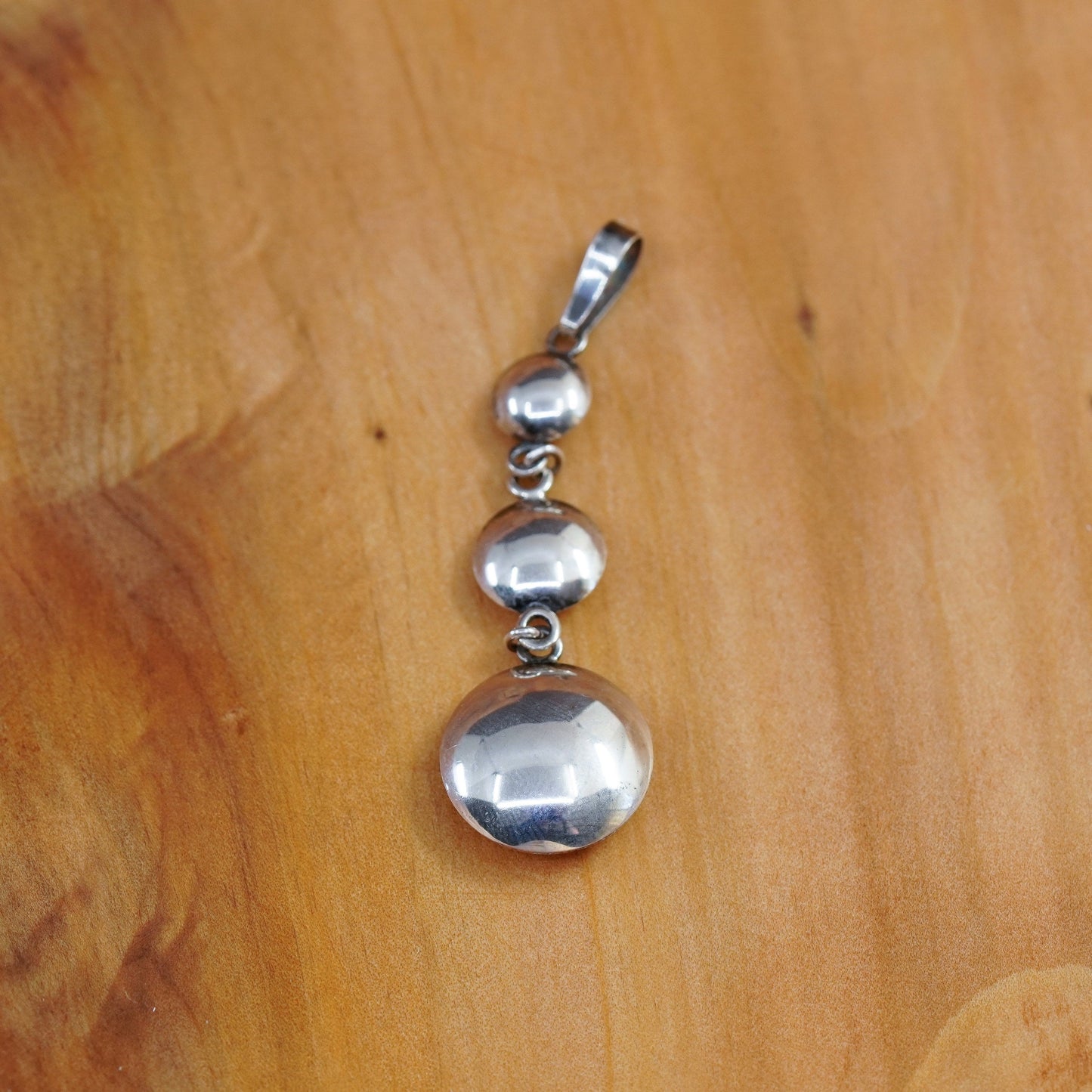 Vintage Sterling silver pendant, modern 950 puffy circle