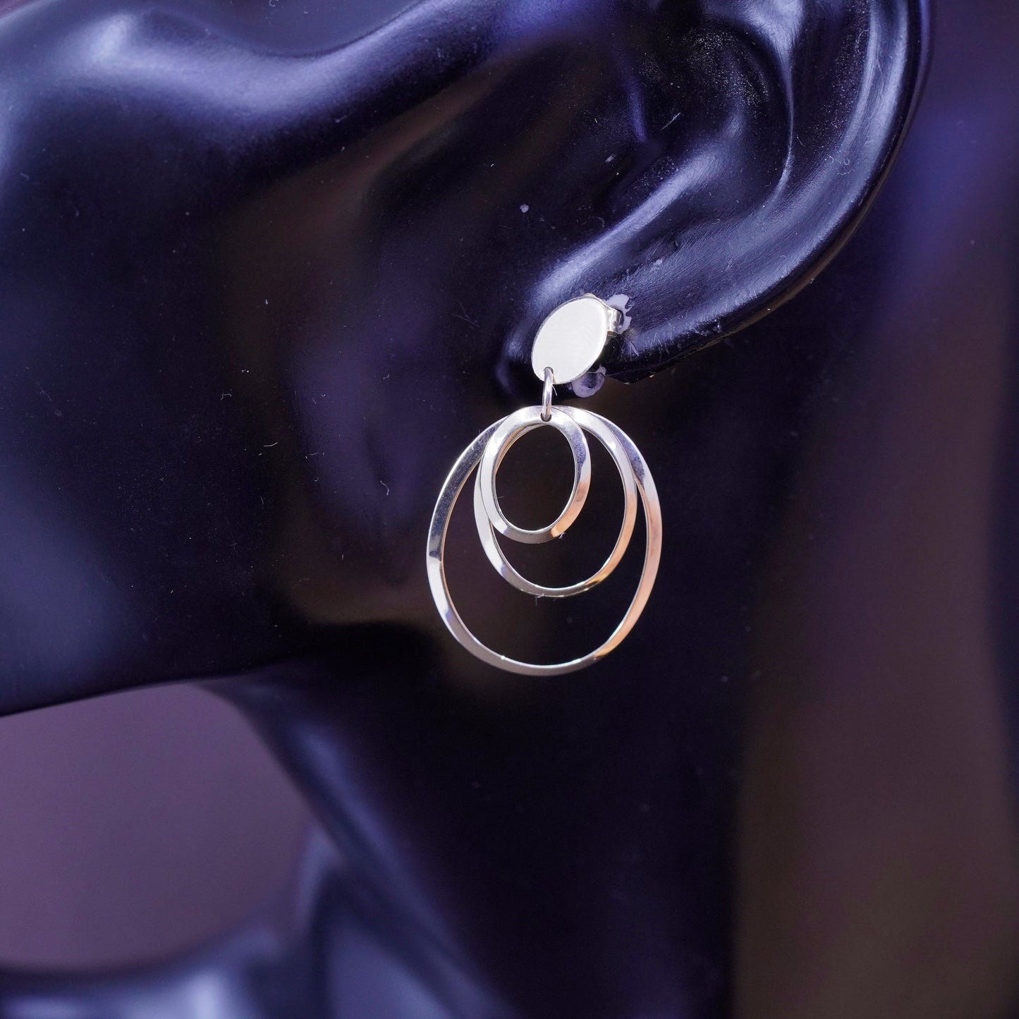 vtg vermeil gold over Sterling silver circle drops, 925 multi circle earrings