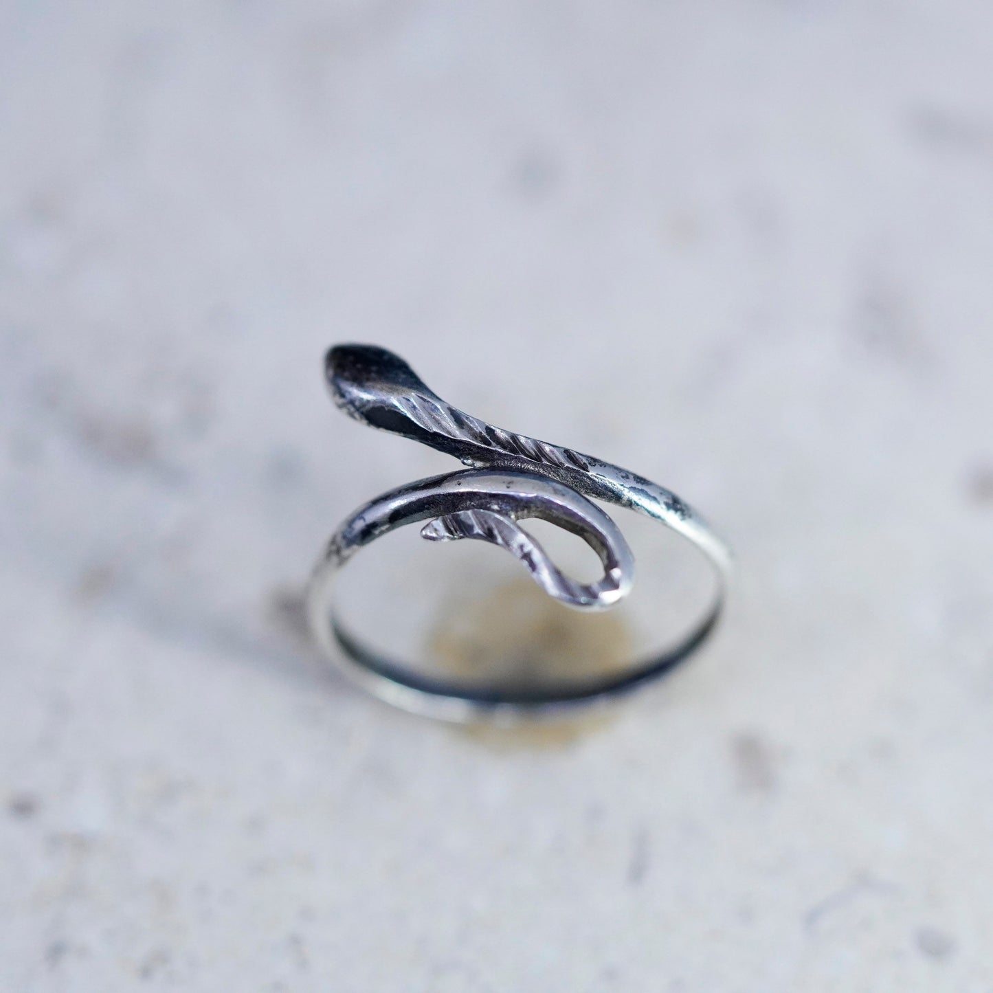 Size 6.25, vintage Sterling silver handmade snake ring, modern 925 band