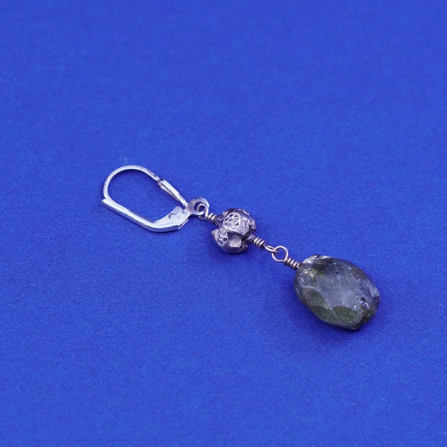 Vintage Sterling 925 silver handmade earrings with quartz Dangles