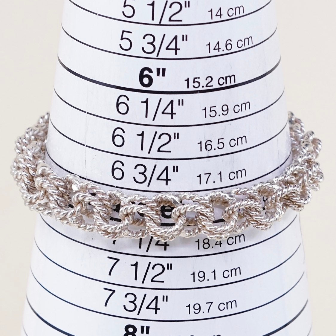 7", 13mm, VTG sterling silver cable double curb bracelet, mexico 925 silver chain