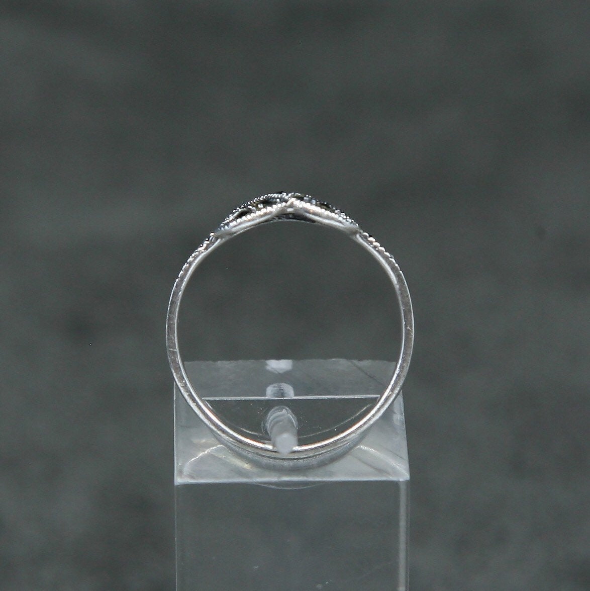 sz 7, vtg Sterling silver ring w/ square marcasite, 925 ring