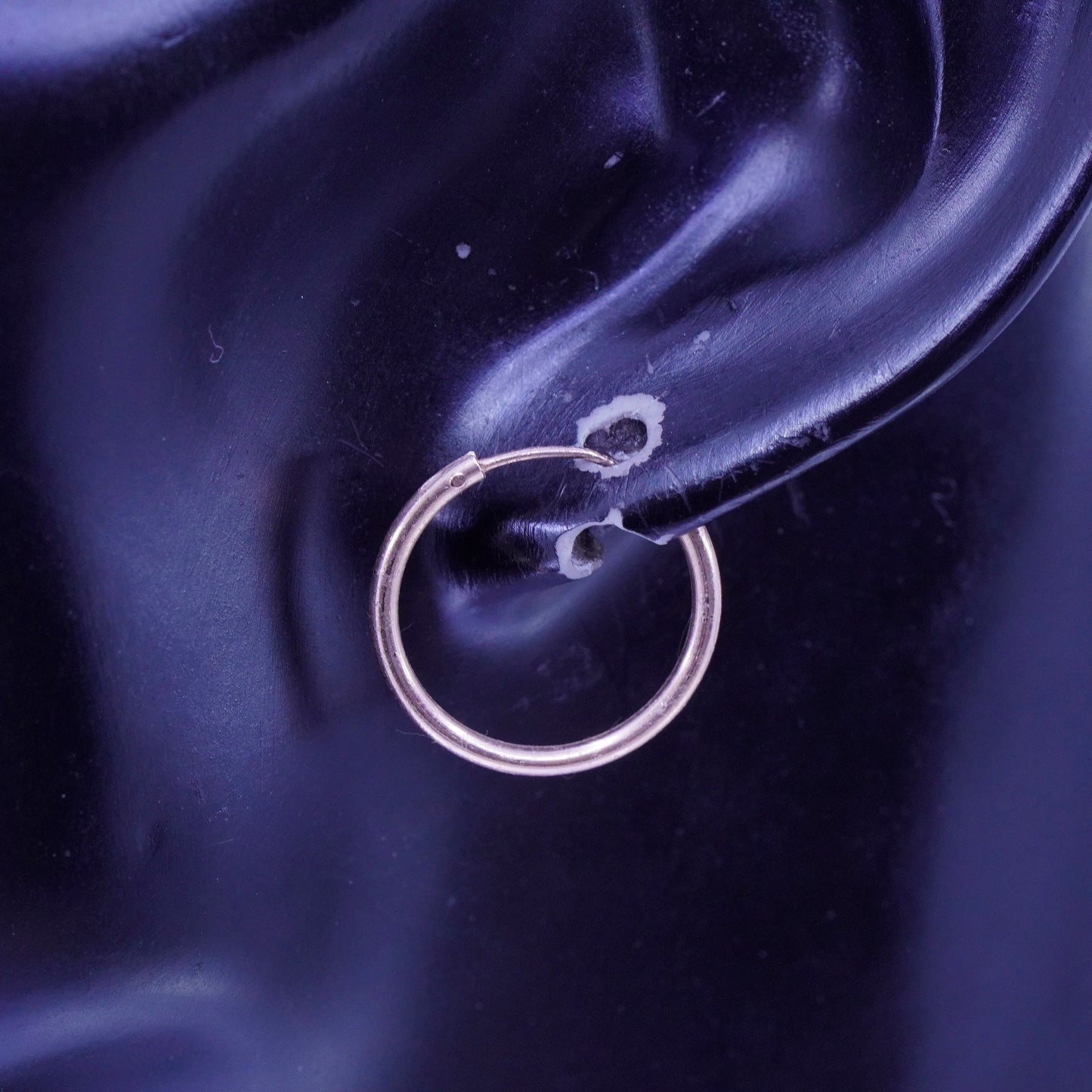 0.5”, vintage Sterling silver handmade earrings, 925 bamboo textured hoops