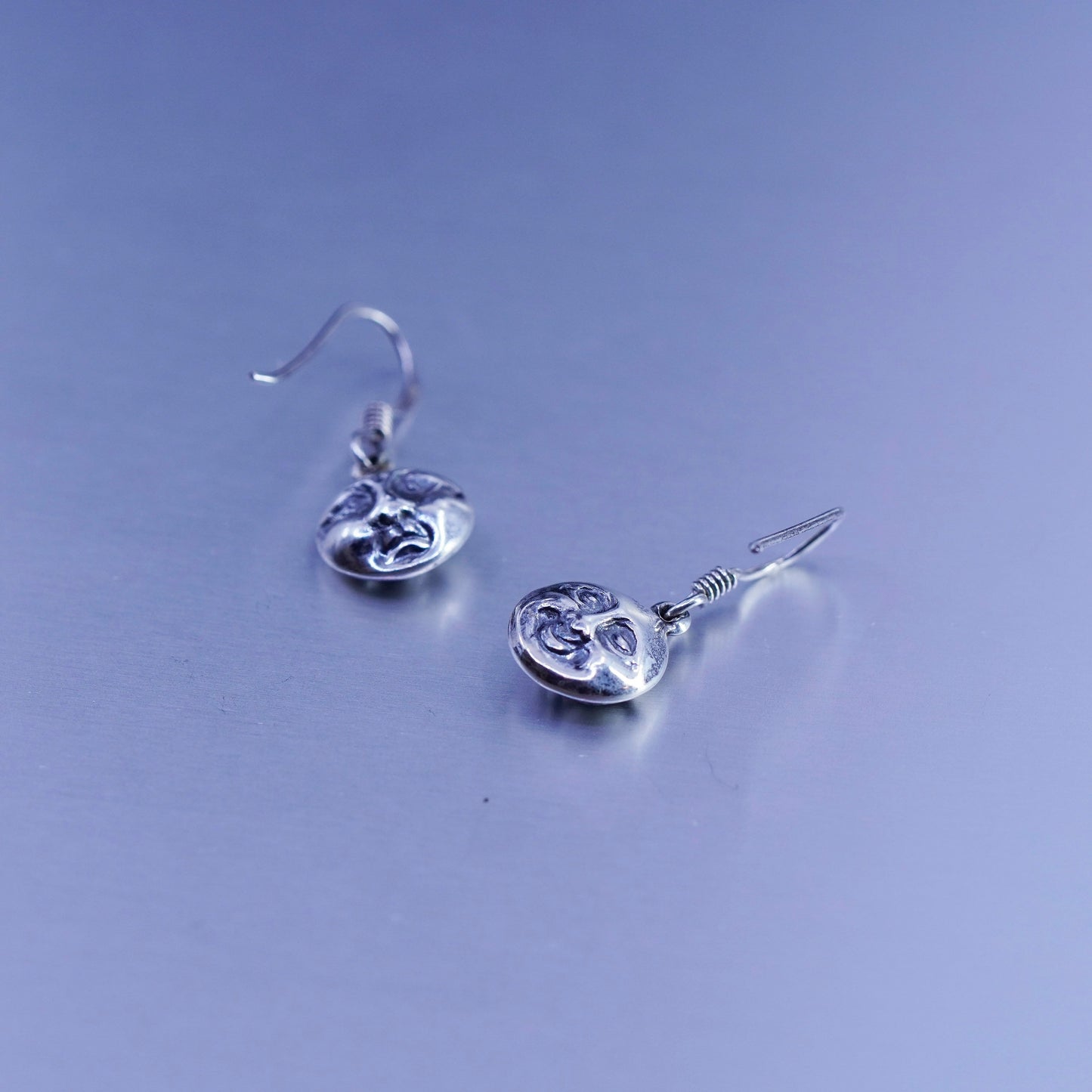 Vintage Sterling 925 silver handmade earrings with sun face
