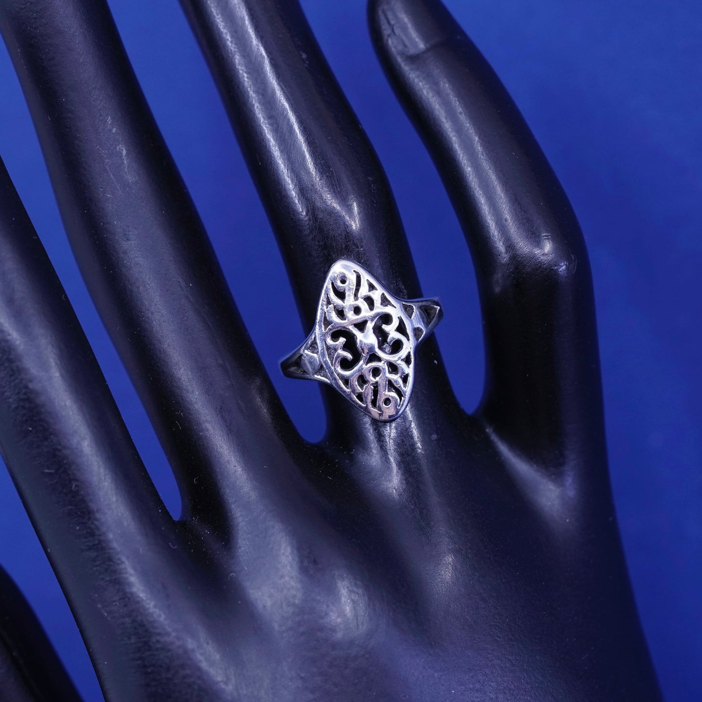 Size 6, vintage Sterling silver handmade ring, 925 filigree band