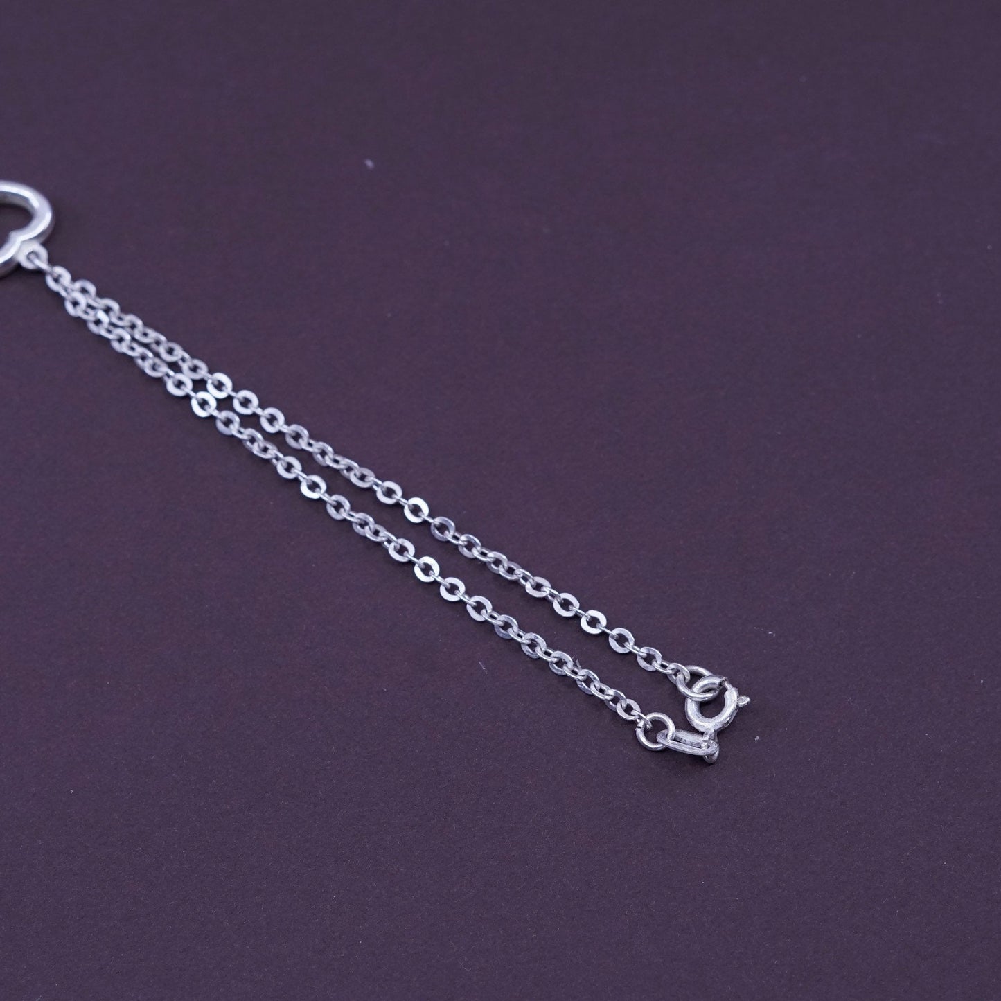7”, OTC Sterling silver handmade bracelet, 925 flatten circle chain w/ heart
