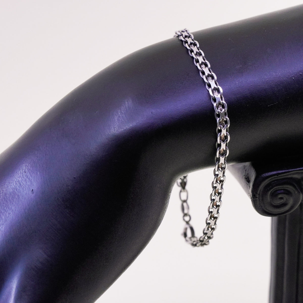 6.75”, 4mm, Vintage sterling 925 silver flatten curb bracelet