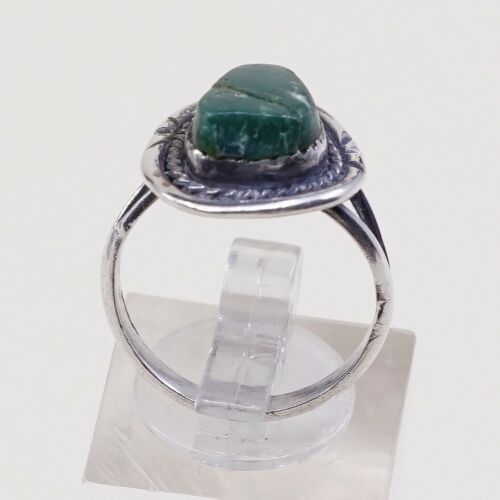 Sz 7.5 Vtg Native American Navajo Handmade Sterling 925 Silver W/ Turquoise Ring