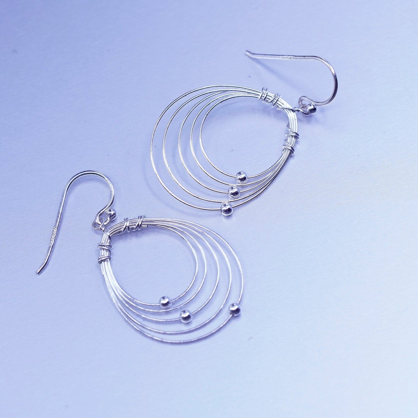 Vintage Italian Sterling 925 silver filigree teardrop earrings with beads