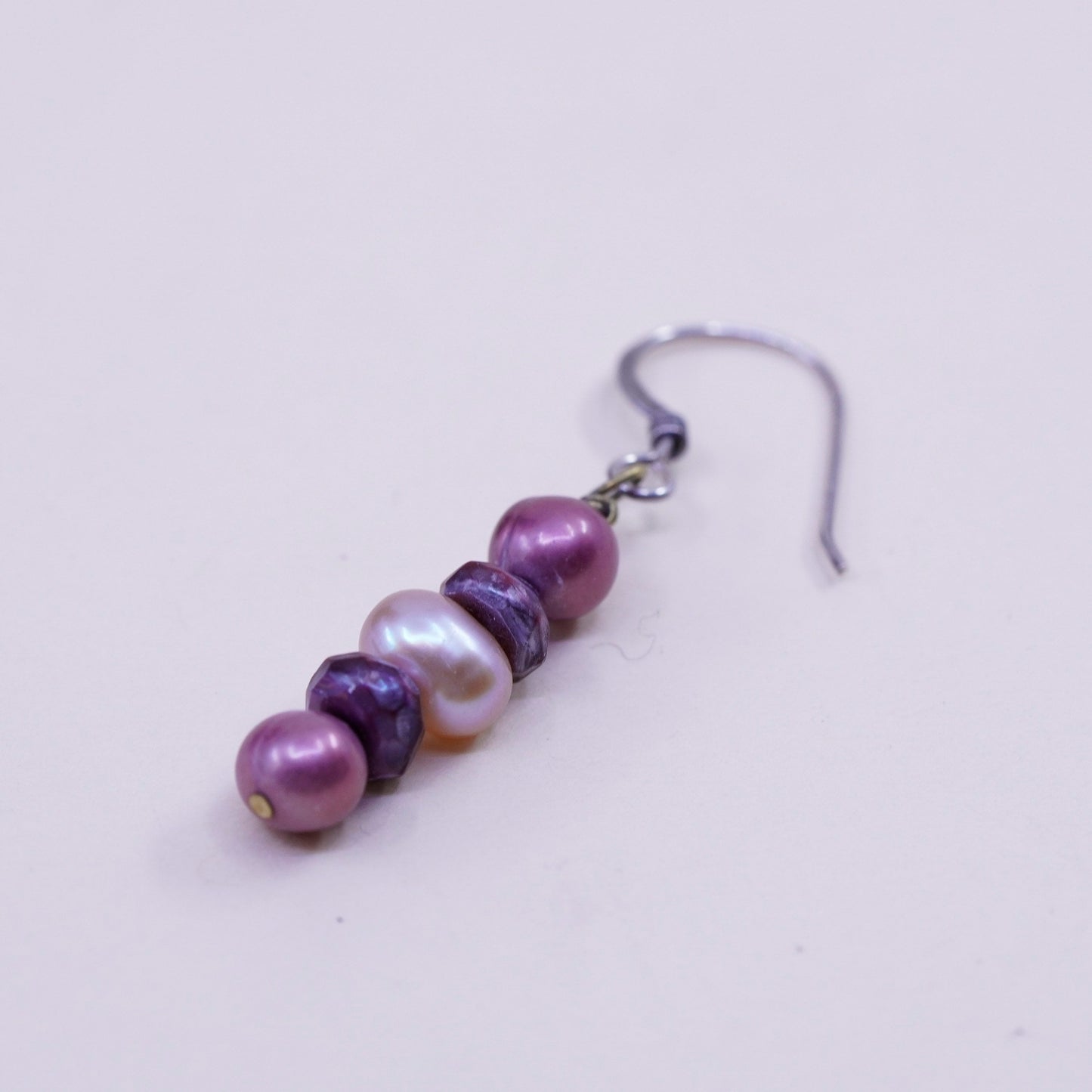 Vintage Sterling silver handmade earrings, 925 hooks with pearl drops