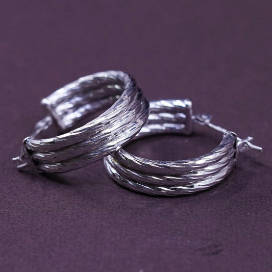 0.5”, 3.1g, VTG 14K gold hoops, twisted huggie white gold earrings, stamped 14K