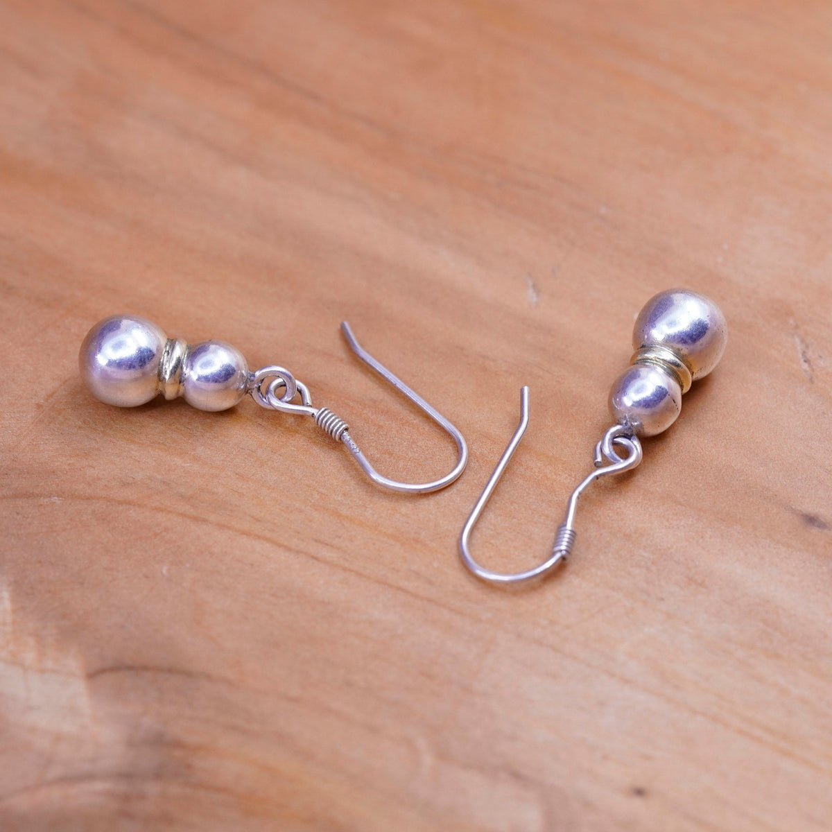 Vintage Sterling silver handmade earrings, 925 beads drops