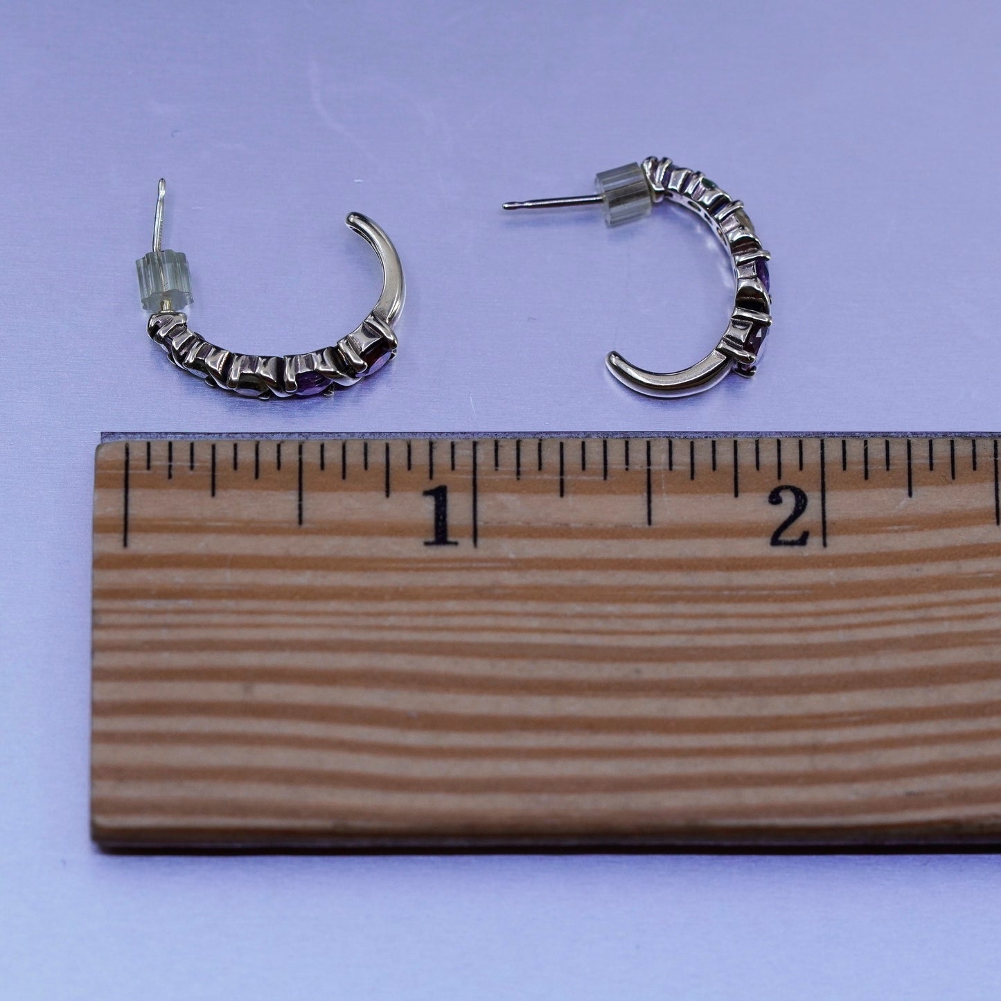0.75”, vermeil gold Sterling silver earrings 925 hoops peridot citrine amethyst