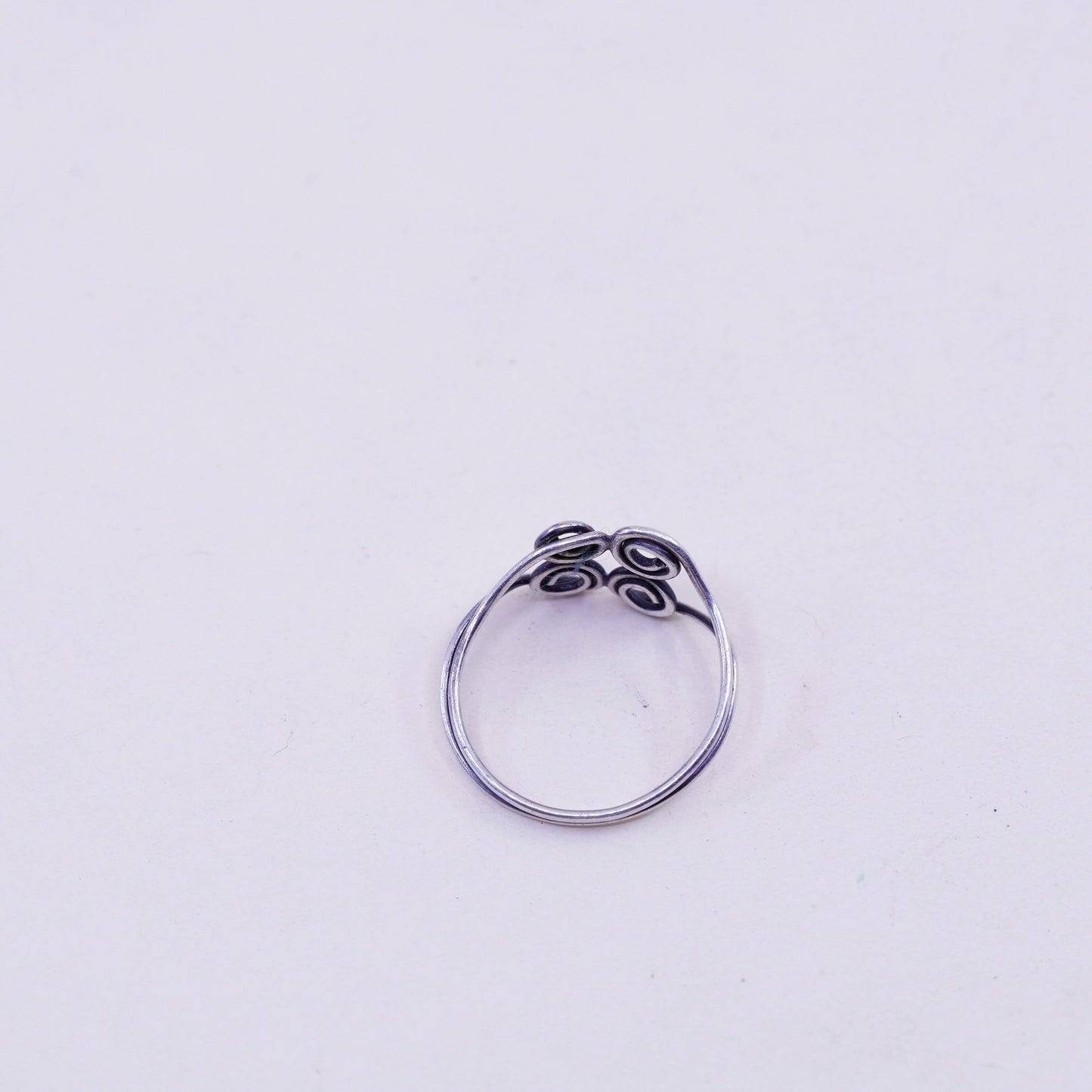 Size 5.5, vintage sterling silver handmade ring, Mexico 925 swirl pattern