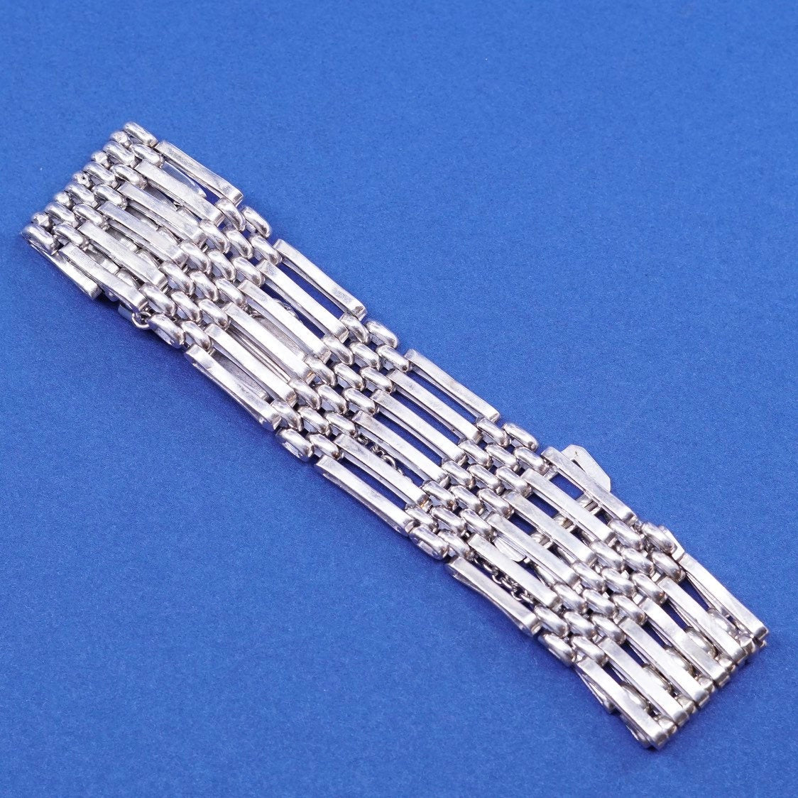 7.5", vtg SB sterling silver handmade wide bracelet, modern tennis 925 bracelet