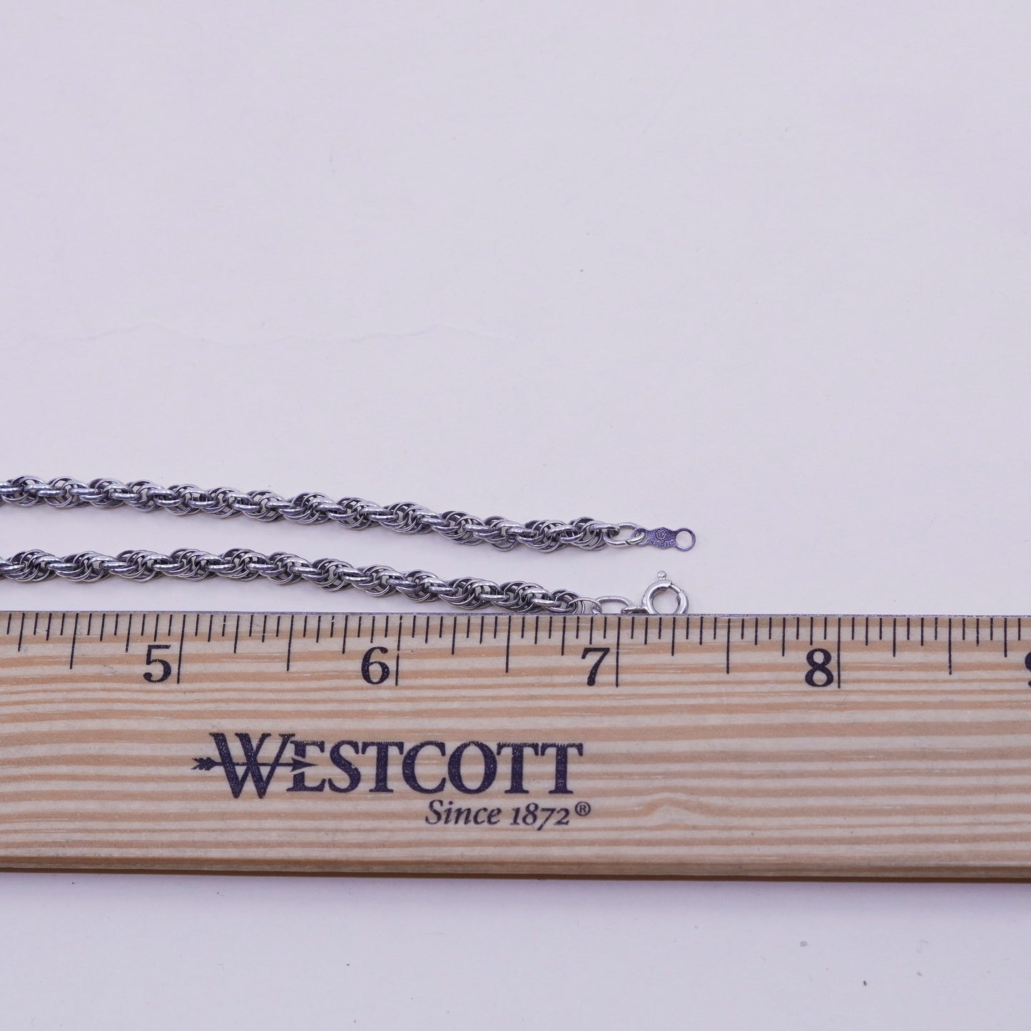 15” 4mm, vintage sterling silver necklace, 925 rope chain