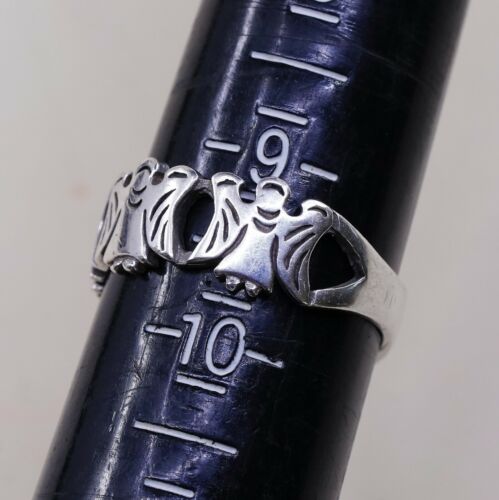 Size 9.25, Vtg Sterling Silver Handmade Hammered Statement Ring 925 Angel Band