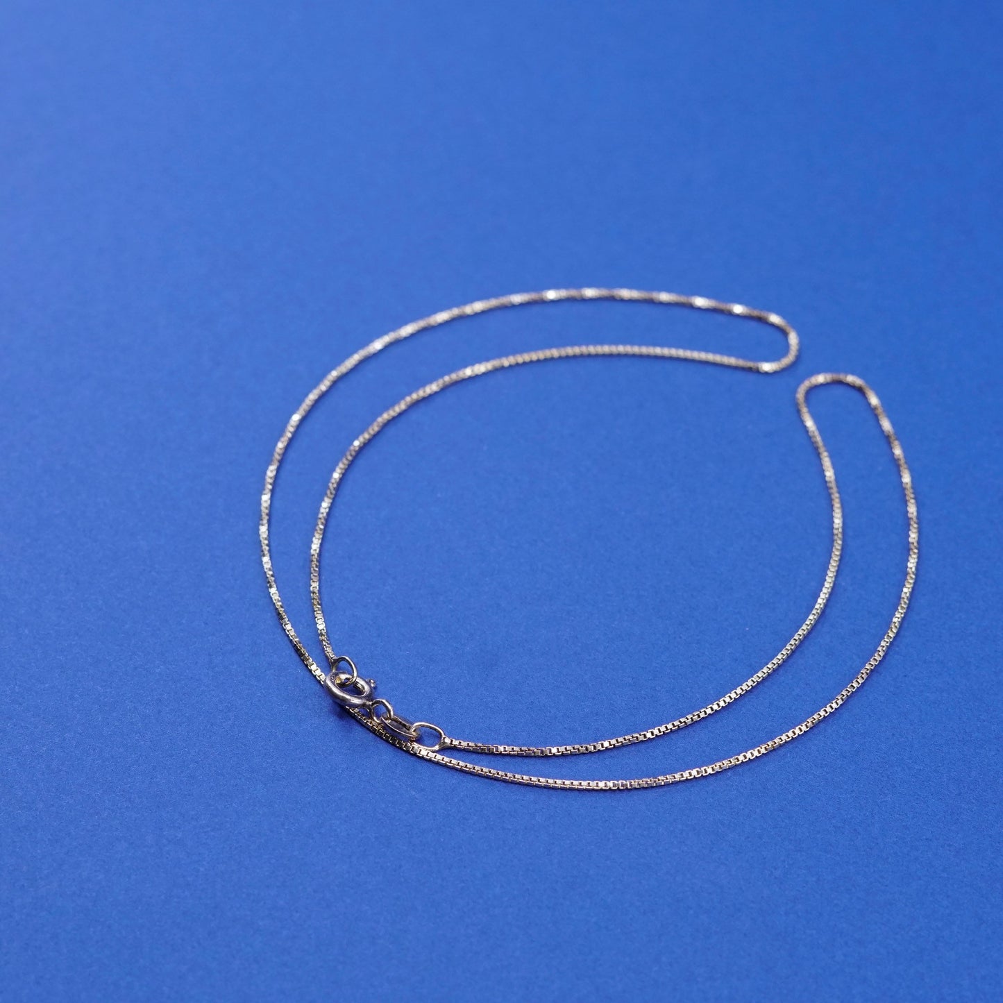 18", 1mm, vintage Sterling silver necklace, gold over 925 silver box chain
