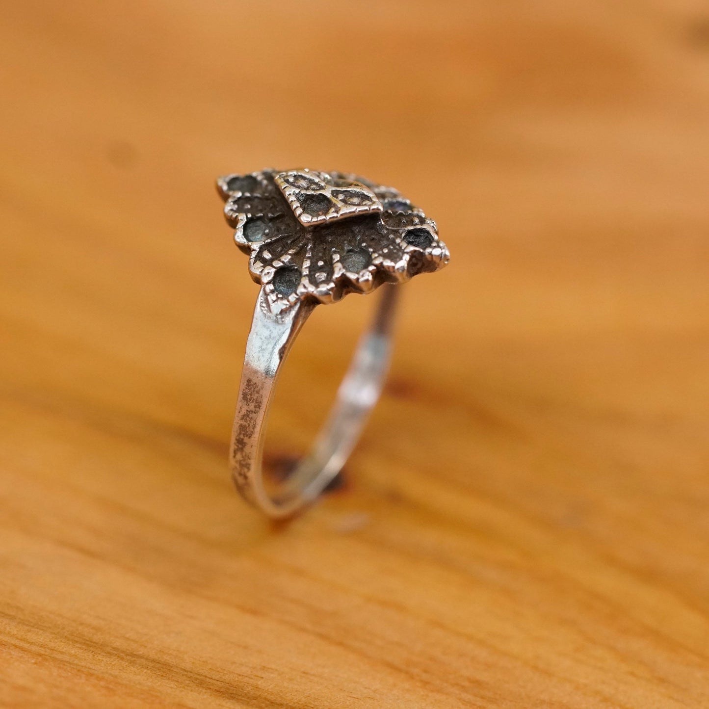 Size 8, vintage Art Deco Sterling silver handmade ring, 925 band