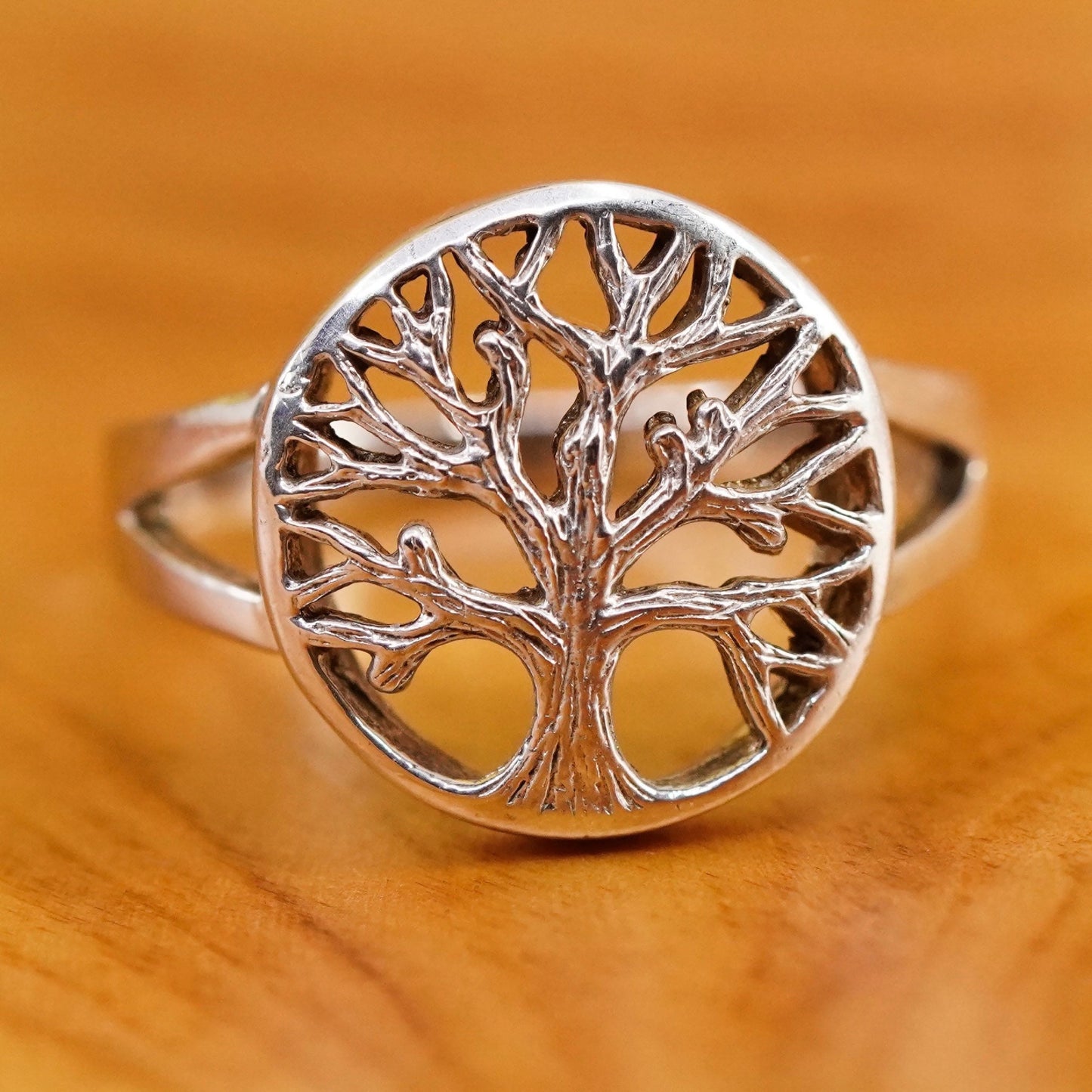 Size 7.5, vtg Sterling silver handmade ring southwestern 925 filigree tree band