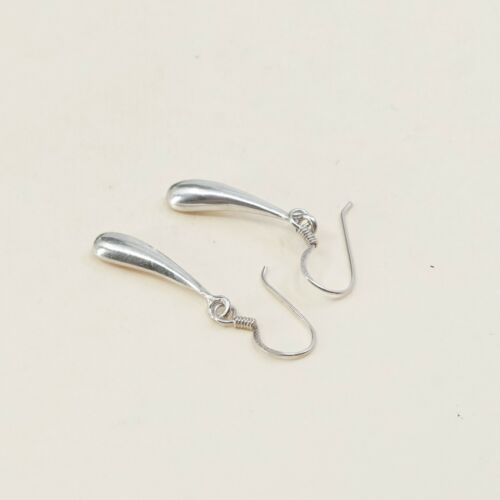 Vtg Sterling 925 Silver Handmade Puffy Teardrop Shaped Earrings