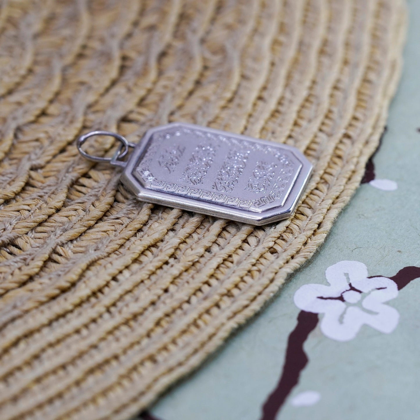Vintage Sterling silver handmade charm, 925 pendant engraved letters