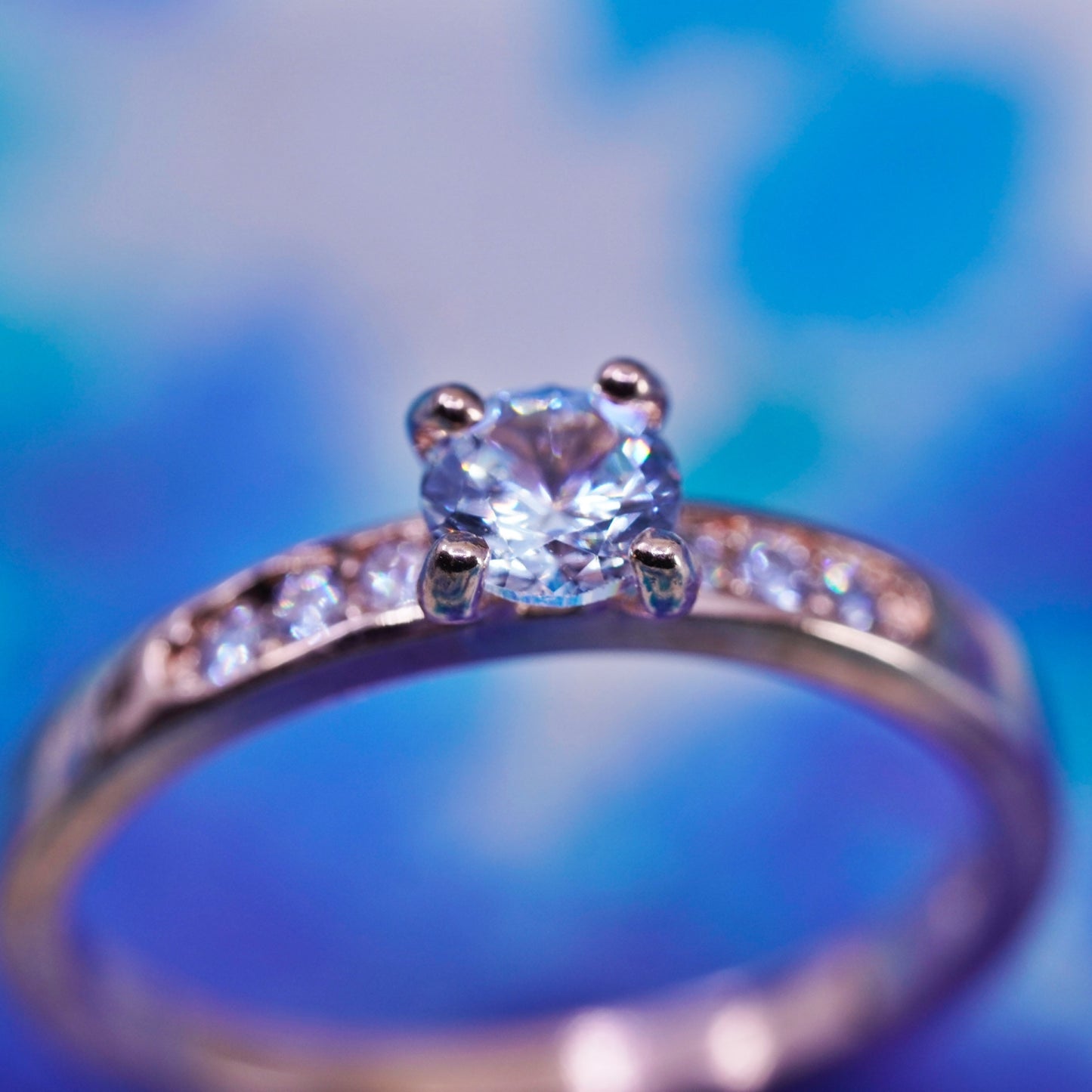 Size 8, vintage vermeil rose gold over sterling silver engagement ring with Cz