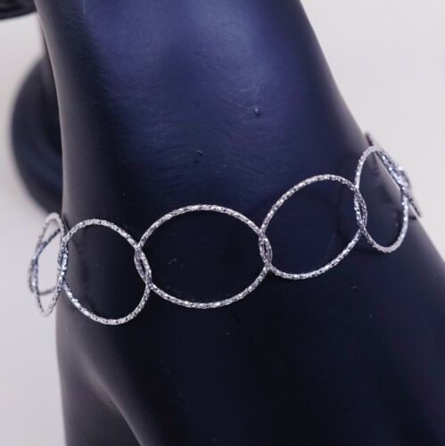 6.5”, Vtg Italy Sterling 925 Silver Handmade Huge Lightweight Oval Link Bracelet