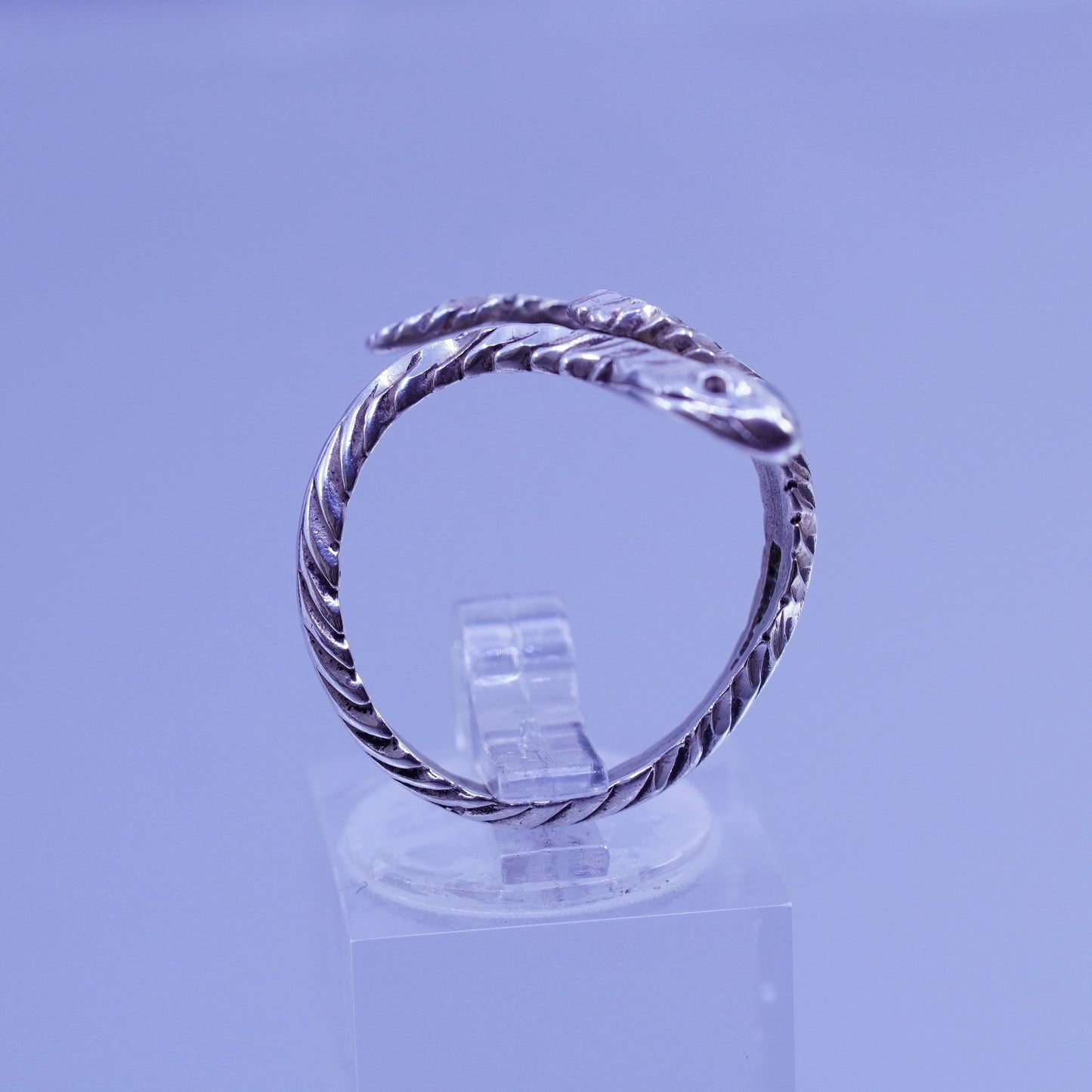 Size adjustable, vintage Sterling 925 silver handmade snake ring