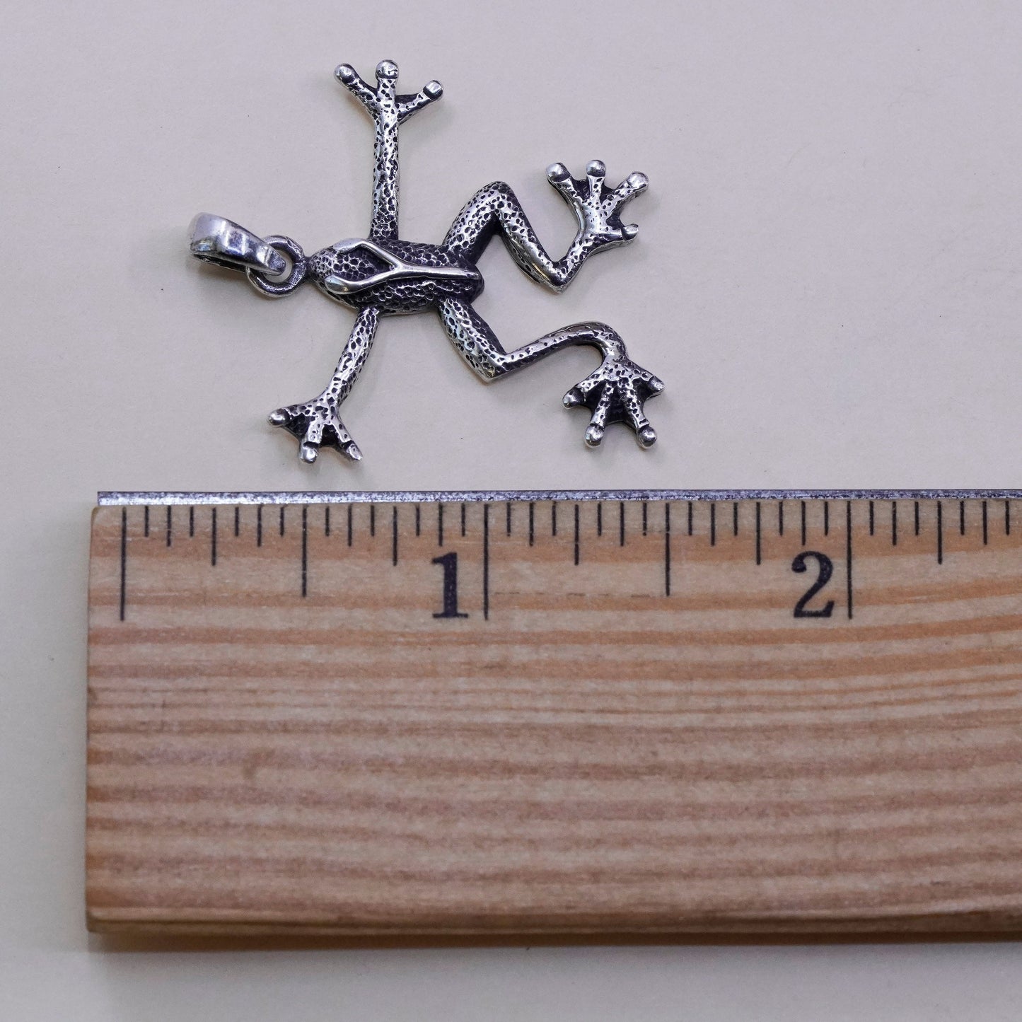 Vintage Sterling silver handmade pendant, 925 frog charm