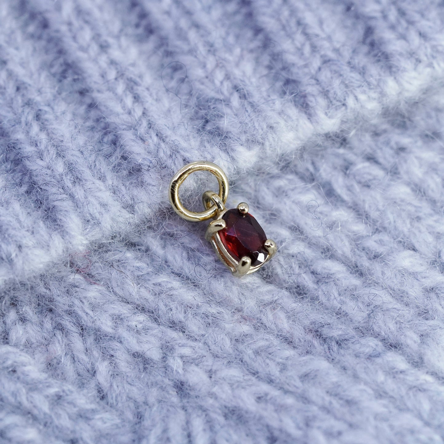 Vintage vermeil gold over sterling 925 silver pendant with oval ruby