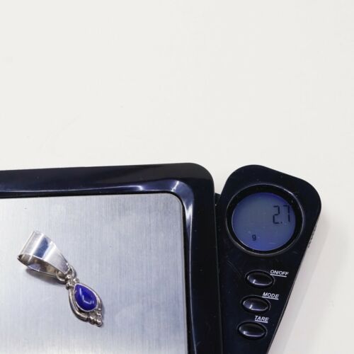 Vtg Southwestern Sterling Silver Pendant W/ Teardrop Lapis Lazuli, Stamped 925 T