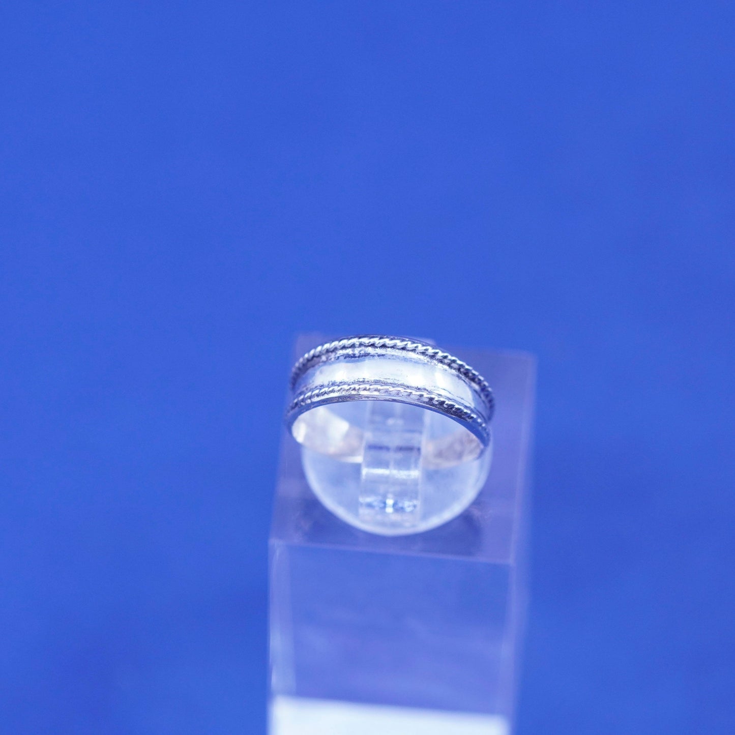 Size 3.5, vintage Sterling silver handmade ring, 925 band with cable